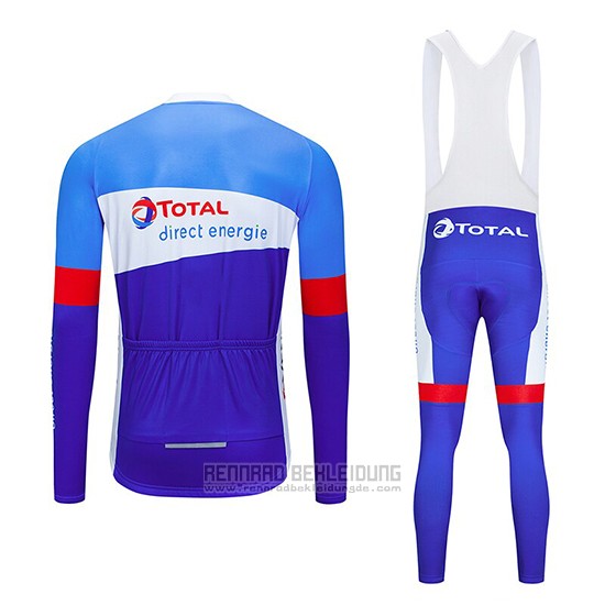 2019 Fahrradbekleidung Direct Energie Blau Wei Trikot Langarm und Tragerhose - zum Schließen ins Bild klicken